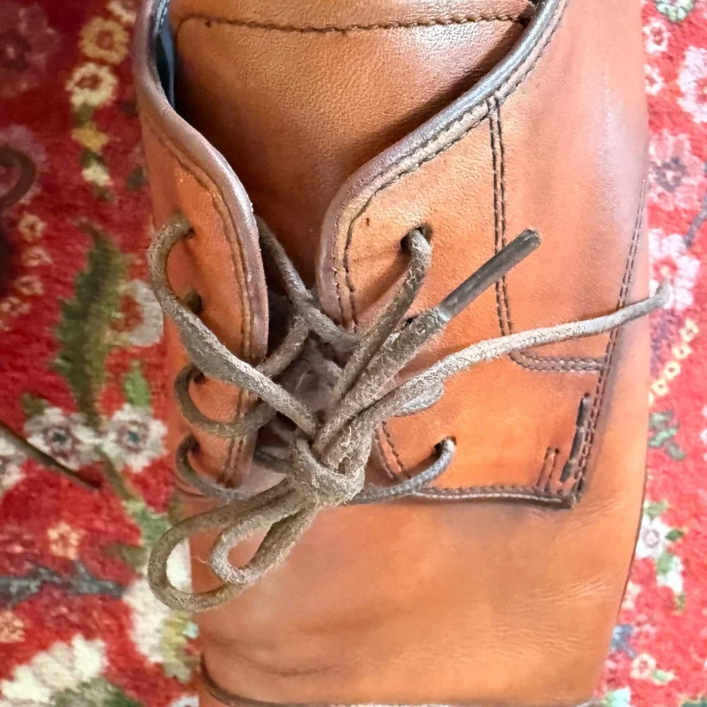 Cole Haan Grand.OS Oxford Men 10 Cognac Tan Preppy Cap Toe Leather Derby